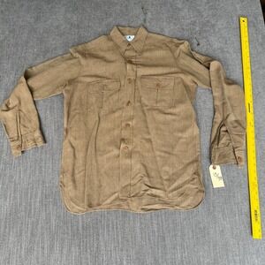 Vtg Anto Beverly Hills Dress Shirt Mens 13/33 Brown Long Sleeve Casual Button Up